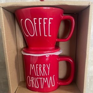 Rae Dunn coffee drip and mug set